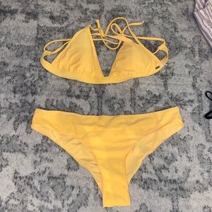 Rip curl yellow two peice bikini size small